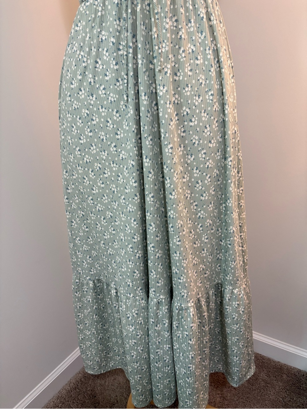 Sage Green Floral Ruched Sundress - Picture 3 of 8